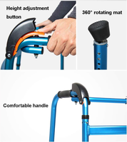 Déambulateur pliant léger en aluminium pour l'assistance à la marche et la montée d'escaliers, modèle standard