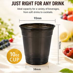 Vaso de Café PET Negro Transparente de 10 oz, Vaso para Reuniones Familiares y Fiestas en la Playa, Vaso Desechable para Té con Leche, Admite Personalización - Product Image 3