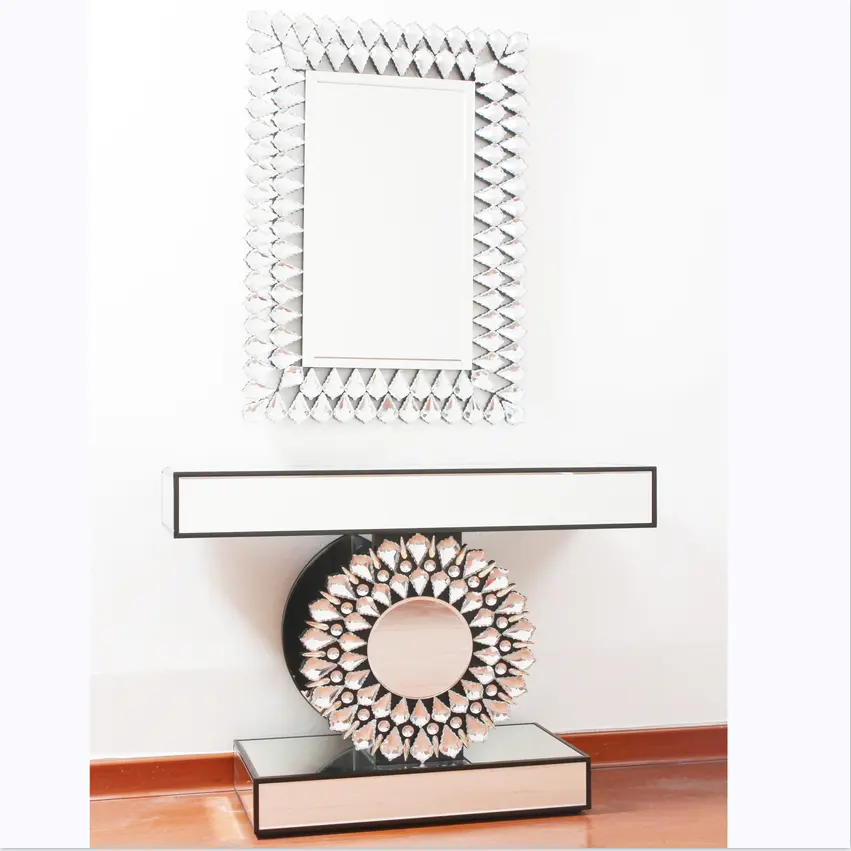 Hot Selling Mirrored LED Console Table Sparkle Crushed Diamond Hallway Table For Home Hotel