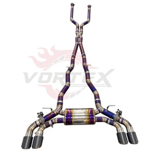 ท่อไอเสียแบบ catback ไทเทเนียมสีม่วง Vortex สำหรับ BMW G90 M5 S68 4.4T V8 2025-2026 valvetronic พร้อมปลายสี่เหลี่ยมคาร์บอนไฟเบอร์ - Product Image 1
