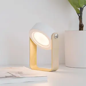 Портативная настольная USB-лампа в стиле ретро, фонарь для чтения со светодиодной защитой глаз, складной светодиодный ночник с деревянной ручкой