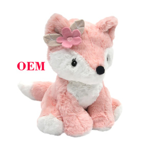Peluche personnalisée en forme de renard fleuri, douce et rose, pour la décoration de chambre et les cadeaux - Product Image 1