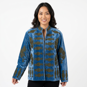Couverture matelassée en velours de haute qualité, brodée de fleurs, en coton écologique, séchage rapide, style bohème, pour femme, idéale pour l'extérieur en hiver - Product Image 1