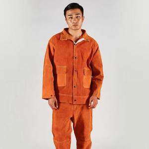 Vêtements de travail de soudage électrique résistants à la chaleur pour hommes en cuir de vache véritable - Product Image 2