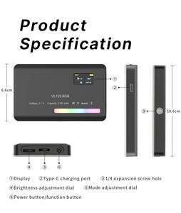 ไฟกล้อง <span class=keywords><strong>Ulanzi</strong></span> VL120 RGB <span class=keywords><strong>LED</strong></span> แบบใหม่ ไฟสีเต็มรูปแบบ ชาร์จซ้ำได้ แบตเตอรี่ 3100mAh ปรับความสว่างได้ 2500-9000K ไฟแผง ไฟคริสต์มาส - Product Image 5