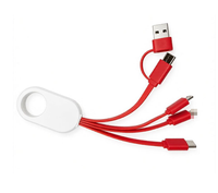 Gantungan Kunci Cincin Besar Warna Kustom 3 in 1 Kabel Pengisi Daya USB, Kabel Pengisi Daya Multi Antarmuka Pendek Portabel