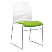Table de conférence avec cadre en PP pour salle de formation Chaise de bureau moderne empilable en métal blanc