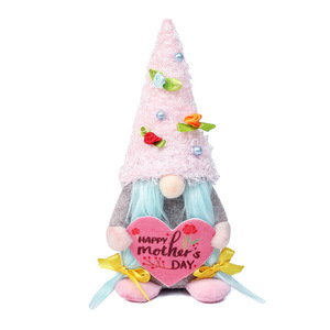 Hot Sale Custom ized Happy Muttertag Dekorationen Geschenke Plüsch Rosa Muttertag Gnome Mit Herz - Product Image 4