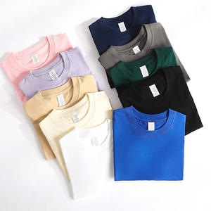 Summer 230-gram Heavy Pure Cotton Short-sleeved T-shirt for <b>Men</b> with a Round Neck and Loose Solid-color <b>Base</b> <b>Layer</b> - Product Image 3