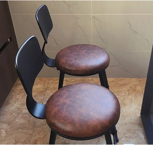 Tabouret <span class=keywords><strong>de</strong></span> <span class=keywords><strong>Bar</strong></span> Haut Minimaliste Contemporain Bois Massif <span class=keywords><strong>Fer</strong></span> Dossier Cuir <span class=keywords><strong>Chaise</strong></span> Simple pour Maison Extérieur Hôtels Restaurants Salle à Manger - Product Image 6