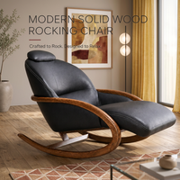 Fauteuil à bascule moderne en cuir microfibre, structure en bois massif, fauteuil de détente individuel, plusieurs couleurs, pour salon, intérieur, maison