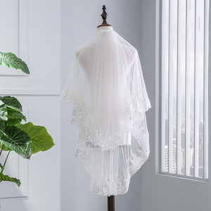 Delle donne <span class=keywords><strong>Velo</strong></span> Da Sposa 2 Tier Punta Delle Dita Lunghezza <span class=keywords><strong>Velo</strong></span> di Pizzo per la Sposa Paillettes <span class=keywords><strong>Velo</strong></span> di Pizzo Con Pettine - Product Image 3