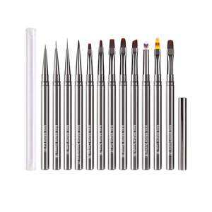 Acrylic UV Gel <b>Extension</b> Drawing <b>Nail</b> Art Brush Set Stripe Pattern DIY Manicure Tool Professional Salon Painting Brush - Product Image 1