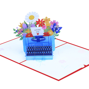 <span class=keywords><strong>Carte</strong></span> de vœux Pop 3D de luxe faite à la main, fleur de machine à écrire à l'ancienne du vendeur <span class=keywords><strong>d</strong></span>'usine, papier <span class=keywords><strong>d</strong></span>'<span class=keywords><strong>amour</strong></span> pour l'anniversaire de la Saint-Valentin - Product Image 3