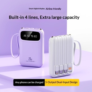 Cargador Portátil en Oferta, Nuevo Mini Power Bank con Pantalla LED, Cuatro Cables Integrados, Logotipo OEM, Venta al Por Mayor - Product Image 6