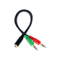 Câble adaptateur audio DC 3,5 mm tressé en cuivre pur de haute qualité, 2 mâles 1 femelle, transfert de données haute vitesse pour appareil photo, téléphone portable