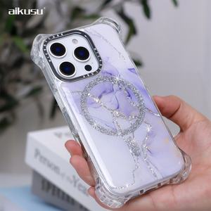 Coque de téléphone antichoc Aikusu avec paillettes pour iPhone 17 16 15 Pro Max, personnalisable par impression UV - Product Image 6