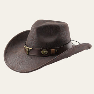 Chapeau unisexe à bord enroulé à motif de <span class=keywords><strong>serpent</strong></span> Chapeau en <span class=keywords><strong>papier</strong></span> de jazz occidental d'été personnalisé Chapeau de cowboy en daim pour hommes Pêche - Product Image 6
