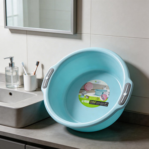 Bassine de cuisine 10L, lavabo de salle de bain, bac à linge, durable, multi-usages, bleu, rose, blanc - Product Image 2
