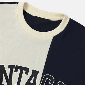 Sudadera con estampado vintage de bloque de color para hombre, ropa de calle informal, jersey de cuello redondo de algodón polar, logotipo personalizado OEM ODM - Product Image 2