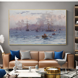 Pintura al Óleo Hecha a Mano sobre Lienzo, Arte Abstracto Impresionista de Paisaje Marino, Cuadros Decorativos - Product Image 4