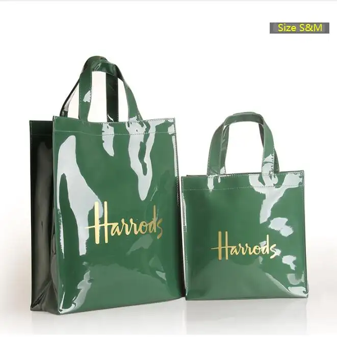 Hete Verkoop Custom Print Pvc Tote Groene Spiegel Glanzende Stijl Glanzende Boodschappentas Met Tc Voering