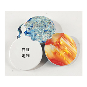 Sous-verre en céramique de luxe rond de 6,5 cm, absorbant et isolant thermiquement, pour thé et café, design en dolomite blanche - Product Image 5