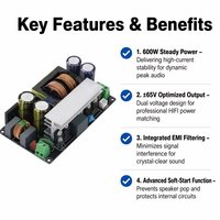 Module d'alimentation à découpage CA-DC Creatall CA-2600 600W, entrée 220V, double sortie 65V positive et négative pour amplificateur audio