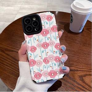 Vendita calda <span class=keywords><strong>rosa</strong></span> stampa fiore TPU pelle artificiale custodia per Iphone 8 X Xr Xs 11 12 <span class=keywords><strong>13</strong></span> 14 16 17 Pro Max - Product Image 1