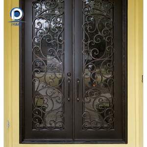 Puerta Personalizada Prima para Villa o Apartamento, Puertas de Hierro Forjado, Puerta de Entrada de Vidrio, Puerta de Entrada Doble de Hierro Forjado para Exteriores - Product Image 3