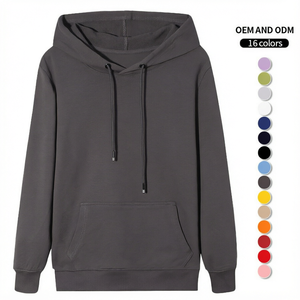 Premium Dark <b>Grey</b> Plain Pullover Hoodie Fleece <b>Sweatshirt</b> Casual Streetwear Hooded Top <b>Mens</b> Wholesale Apparel - Product Image 1