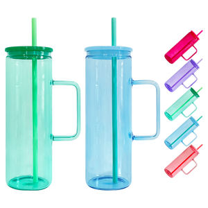 UU. Almacén al por mayor sublimación en blanco 20oz Jelly Glass <span class=keywords><strong>Camper</strong></span> Taza con tapa de PP de color para transferencia de recubrimiento térmico - Product Image 1
