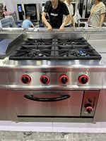 Cuisinière à gaz commerciale en acier inoxydable, équipement de cuisine, cuisinière à gaz 6 brûleurs avec four