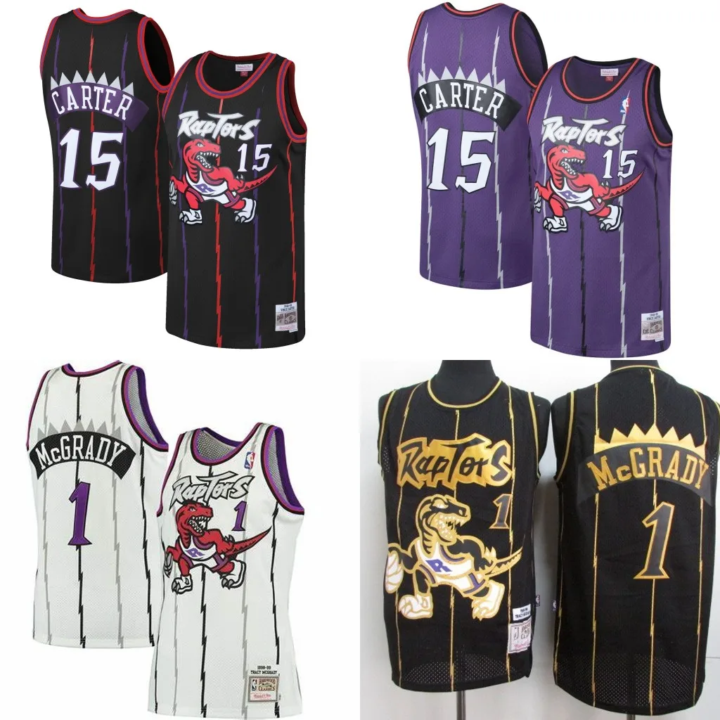 Tracy 1 McGrady Vince 15 Carter Toronto Raptor 1998 Классическая футболка из твердой древесины