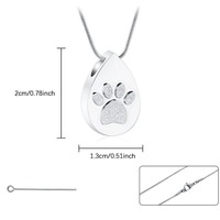 Collar con Colgante de Acero Inoxidable Estilo Moderno con Forma de Huella de Pata para Cenizas, Urna para Mascotas que se Puede Abrir, Diseño de Ataúd para Perros y Gatos