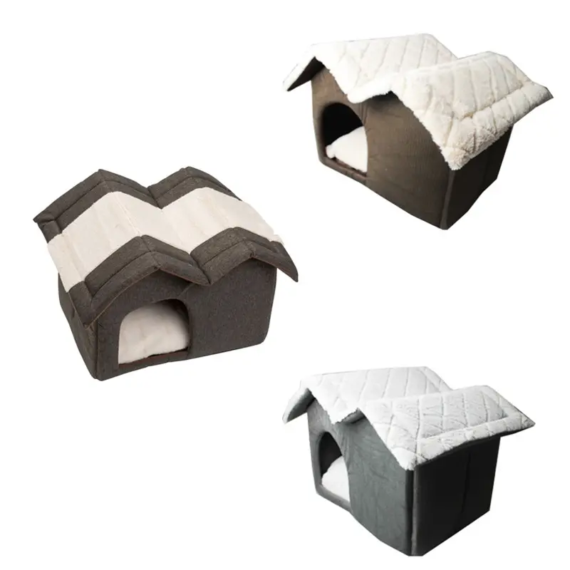 RTS PET424 foam house pet dog bed cat nest soft foam knit brush in stock low price pet sofa cushion fur mat