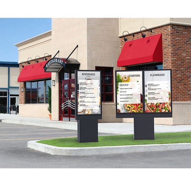 55inch Exterior Outdoor Drive Thru Menu Display System 3000nits LCD Advertising Display Board with 4K and Built-In Wi-Fi