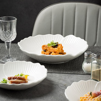 Ensemble d'assiettes à dîner en céramique blanches élégantes, assiette à steak, assiette à dessert, assiette à fruits, vaisselle plate en porcelaine pour la maison, la cuisine, la salle à manger, le service