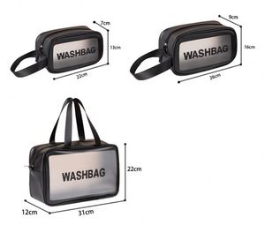 Borsa da Toilette Grande Capacità per Donna, Impermeabile, in PVC <span class=keywords><strong>Trasparente</strong></span>, Borsa per Cosmetici in Pelle per Viaggi - Product Image 2