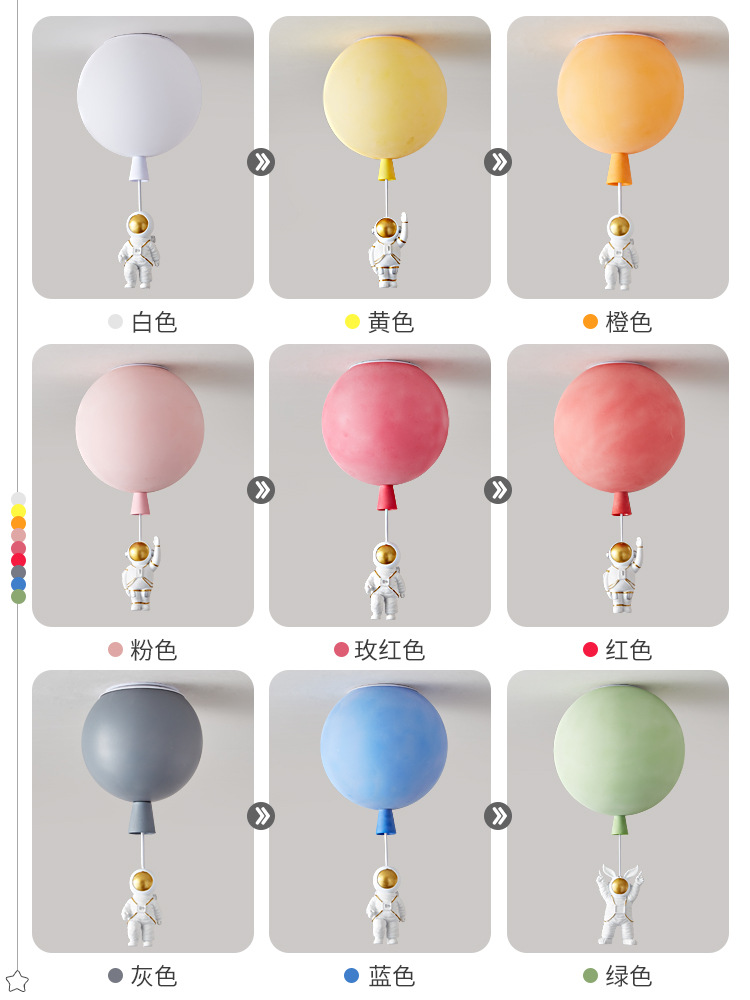 Nordic Children Room Chandelier Boy Girl Bedroom Creative Astronaut Balloon Ceiling Pendant Lights LED