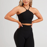 Soutien-gorge de sport pour femme - Bretelles halter, extensible dans quatre directions, coussinets amovibles, en Spandex/Nylon, options personnalisées, fermeture avant Active