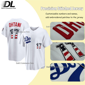 Jersey Baseball Jahitan ke-250 Pria Shohei Ohtani 17 Freeman 5 Yamamoto 18 Seragam Baseball Bendera Amerika Bintang Garis Grosir - Product Image 2