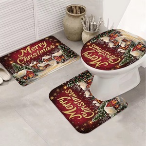 Cortina de Ducha de Poliéster con Diseño de Pueblo Navideño Rojo y Nieve, Impresión Digital Personalizada, Impermeable, Venta al Por Mayor, Moderna - Product Image 4