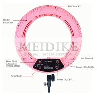 Anneau lumineux professionnel pour téléphone, 18 pouces, 48W, éclairage vidéo LED, température de couleur réglable 3200-5600K, contrôle par interrupteur pour
