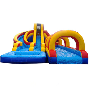 Nhà sản xuất chuyên nghiệp PVC chất liệu Inflatable trượt N trượt công viên nước Inflatable Ba làn đường trượt nước với hồ bơi cho trẻ em - Product Image 2