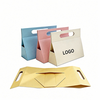 Boîte cadeau pliable avec logo personnalisé imprimé, emballage en carton pliable avec poignée de transport pour bijoux, produits de beauté, cadeaux de vente au détail