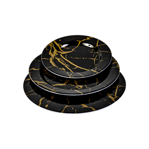 Assiettes en mélamine jetables à thème, assiettes jetables, design de marbre, style de l'europe du nord, 12 pièces - Product Image 1