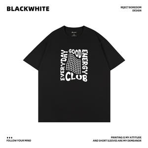 Camiseta de algodón para hombre Blackwhite, manga corta, talla S, estampado en serigrafía negra, transpirable, informal, para verano, Q182 - Product Image 2