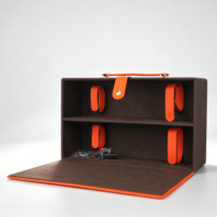Coffret Cadeau de Luxe Orange Matelassé en Cuir PU pour Deux Bouteilles de Vin ou Spiritueux – Boîtes Vides pour Sommeliers de Marque