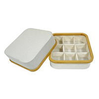 Juego de Cajas de Almacenamiento Plegables de Tela Ecológicas Modernas al por Mayor con Borde de Bambú Natural, Organizador de Cajones Multicompartimento para Calcetines